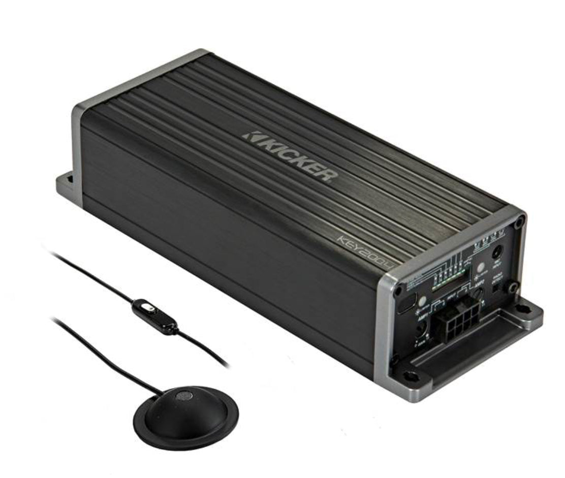 Kicker 47KEY200.4 Amplifier Compact 4-channel car amplifier with automatic tuning DSP — 50 watts RMS x 4