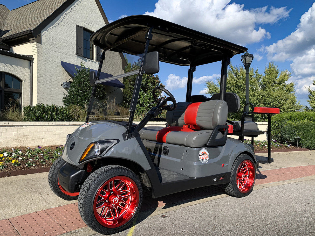 MODZ® Mayhem 14x7 Brushed Red with Ball Mill Golf Cart Wheel