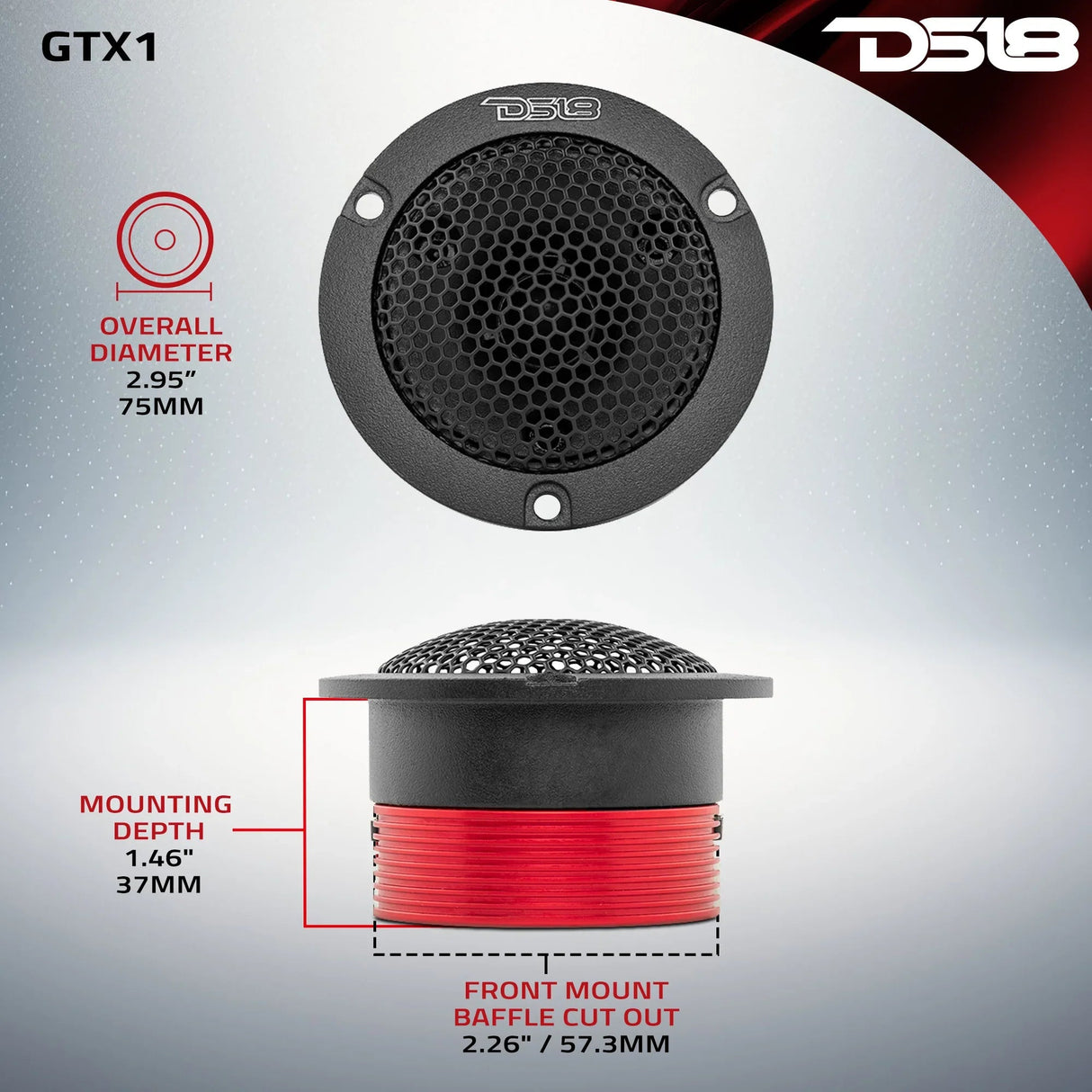 DS18 GTX1 | 1" 250W RMS Neodymium Super Bullet Tweeters (Single) DS18
