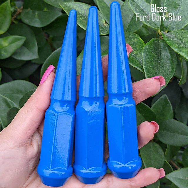 32 Pc 14x1.5 Spike Lug Nuts 4.5" Tall - Powder Coated - Various Colors