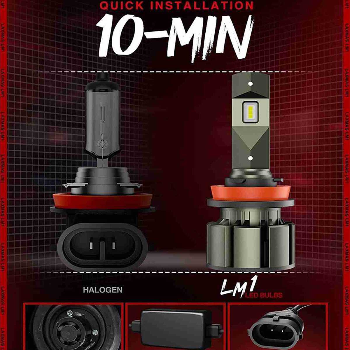 H11 H8 H9 LED Headlight Bulbs 60W 12000LM 6000K | 2 Bulbs for Chevy/Ford/Dodge/Jeep/BMW/Nissan/Toyota/Honda Flashark