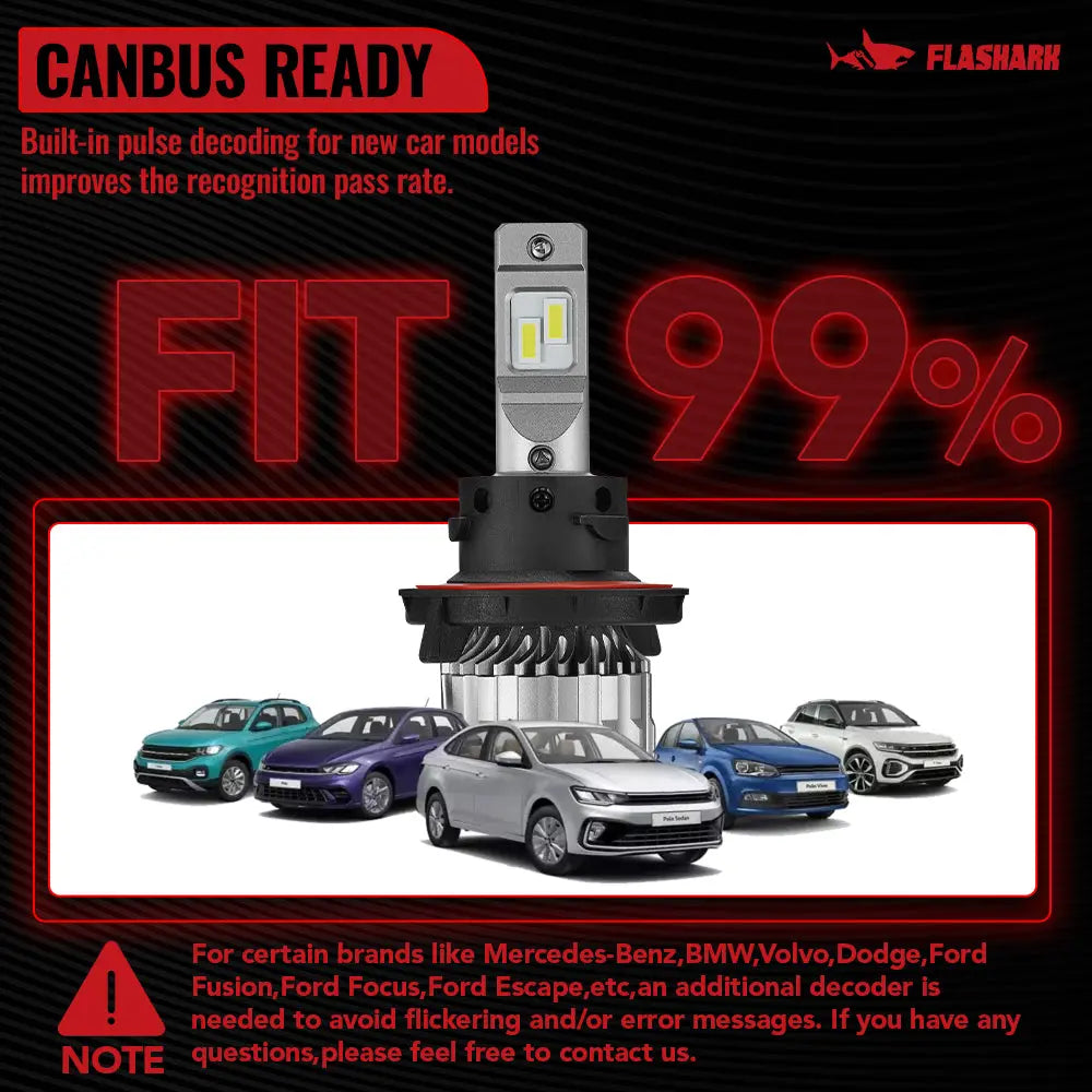 H13/9008 LED Headlight Bulbs 70W 6500K 18000LM White Dual-function 2Pcs for Chevrolet/Ford/GMC//BMV/Dodge/Honda/Nissan/Jeep Flashark
