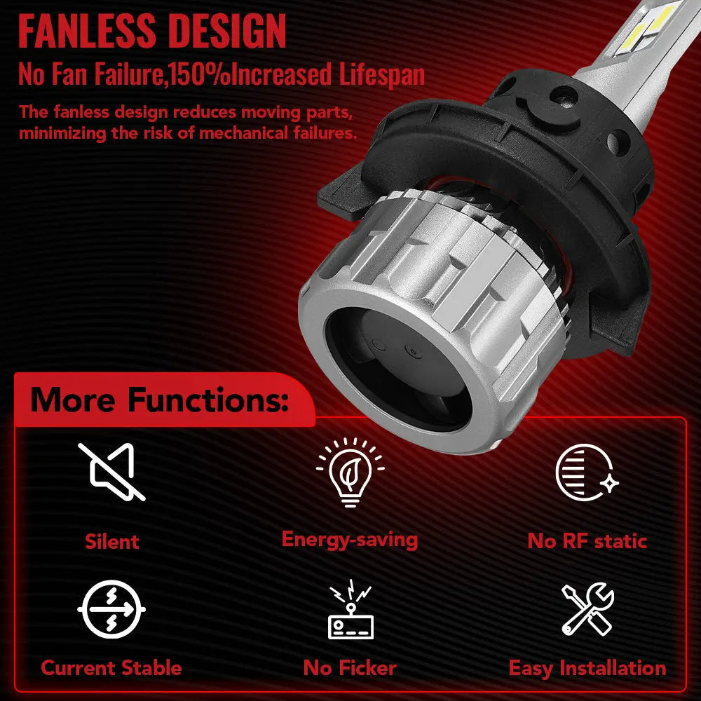 H13/9008 LED Headlight Bulbs 70W 6500K 18000LM White Dual-function 2Pcs for Chevrolet/Ford/GMC//BMV/Dodge/Honda/Nissan/Jeep Flashark