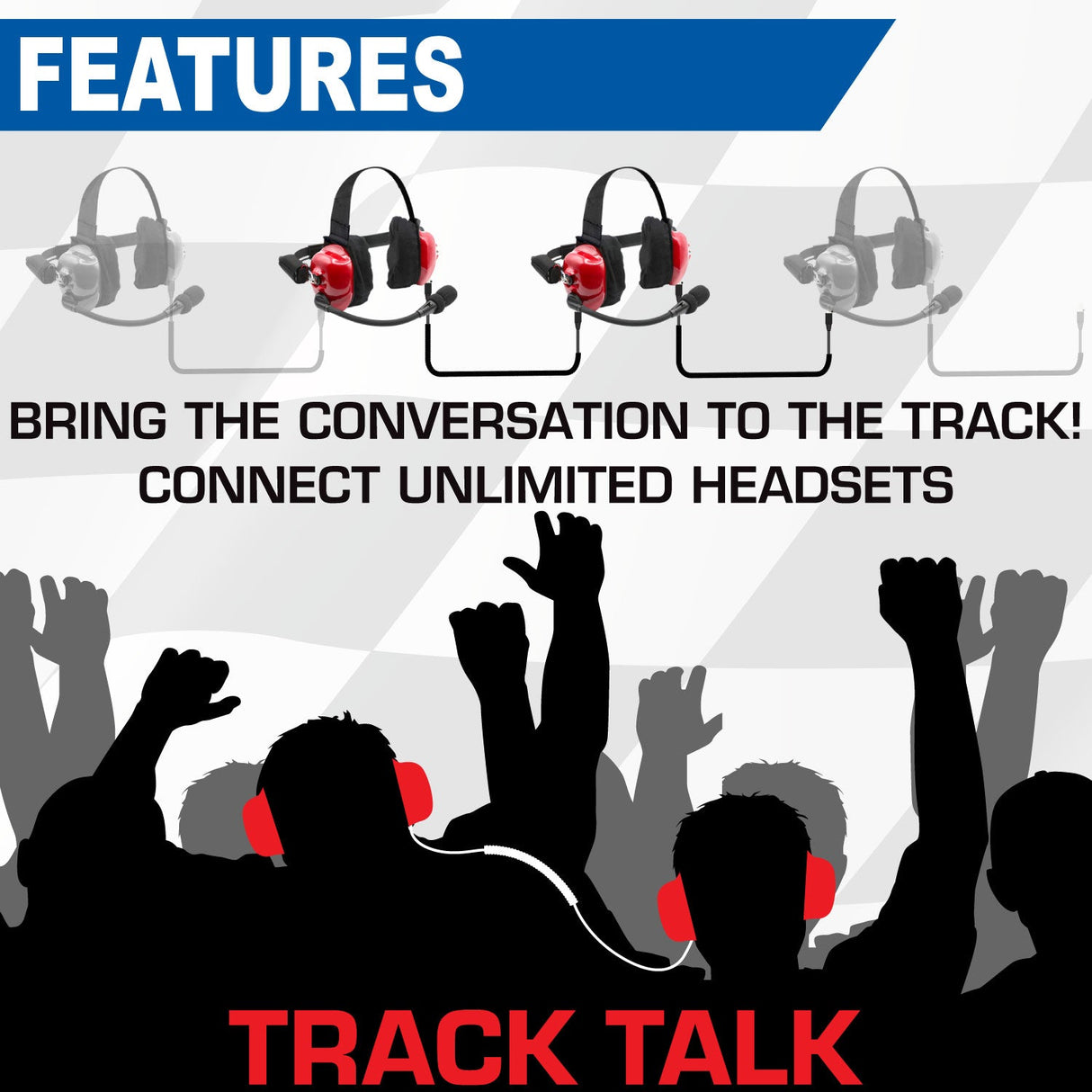 BUNDLE - H80 Track Talk Linkable Intercom Headset with NITRO BEE XTREME UHF Race Receiver and Carry Bag