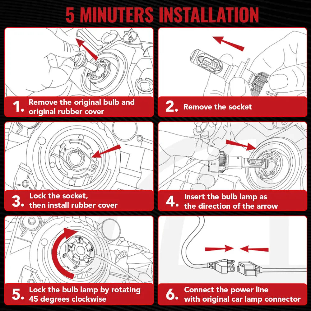 X2 9005/HB3 100W 6500K 20000LM White IP67 LED Headlight Bulbs 2Pcs Flashark
