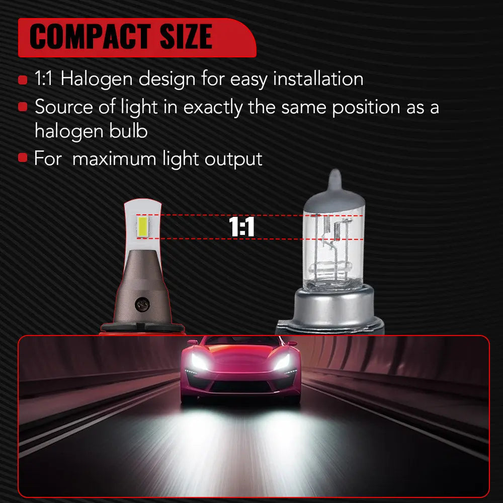 L2 9006/HB4 60W 6000K 18000LM White IP67 LED Headlight Bulbs 2Pcs