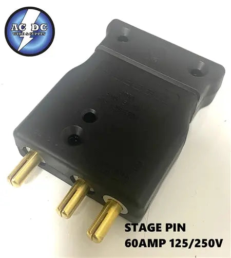 Hubbell Stage Pin Inline Male 60A 125/250V HBL60SPM AC/DC WIRE AND SUPPLY