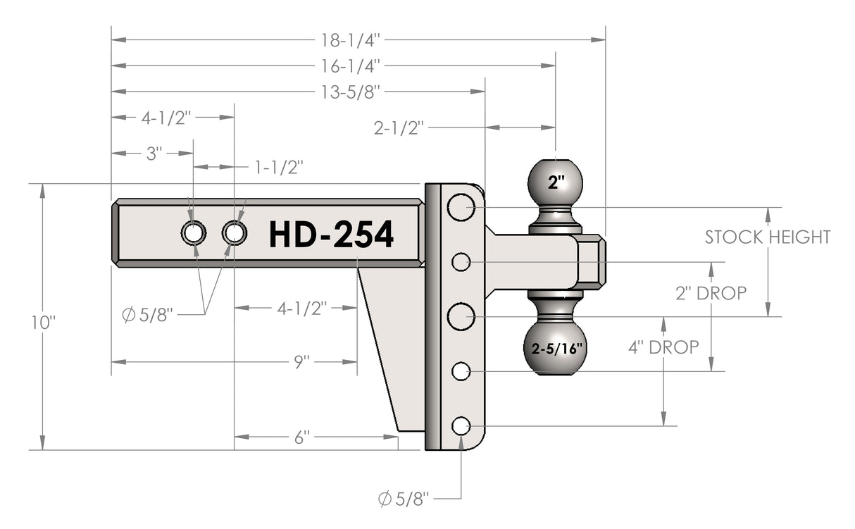 Bulletproof Heavy Duty 4” Drop/Rise Trailer Hitch 2.5" Box Steel Shank