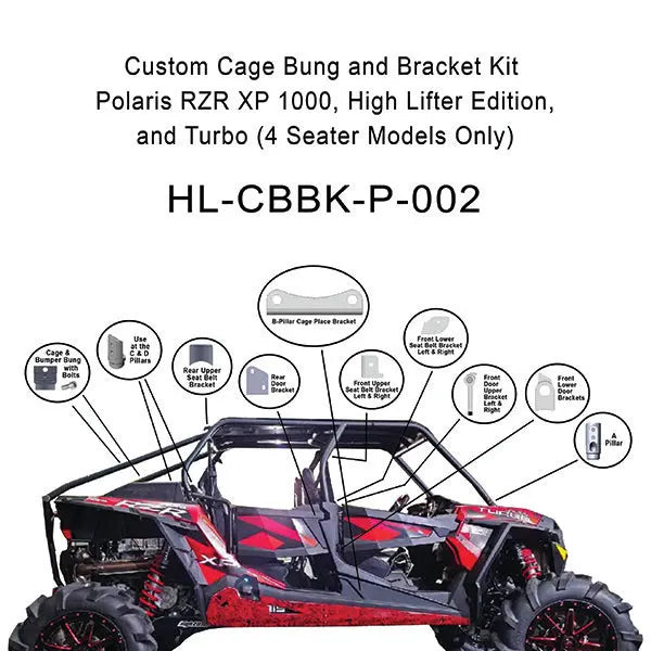 High Lifter Polaris RZR XP 1000 Custom Cage Bung and Bracket Kit