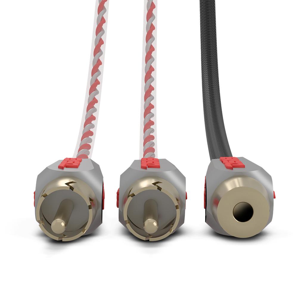 Level 3 RCA 100% Copper OFC Y Connector 2 FEMALE to 1 MALE - BLACK - RED