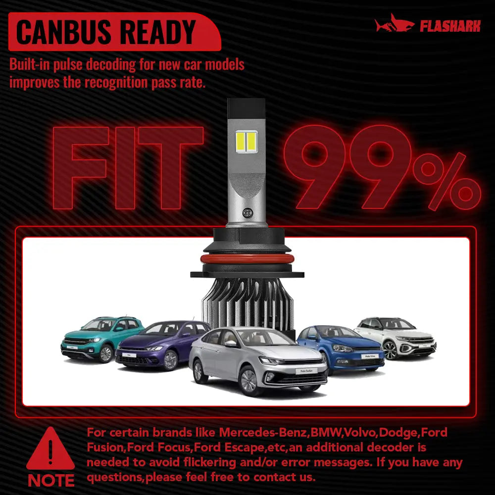9007/HB5 LED Headlight Bulbs 150W 6500K 22000LM White 2Pcs Dual-function Flashark