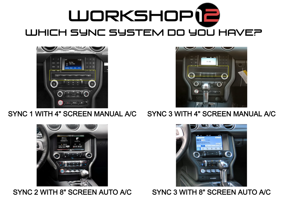 Ford Mustang 2015-2021 Workshop 12 Tesla-Style Screen Workshop 12
