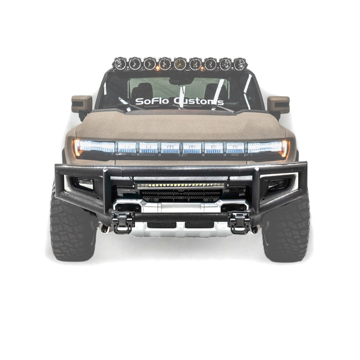 GMC Hummer EV Brush Guard Bull Bar Armor Coated Black 2021-2026