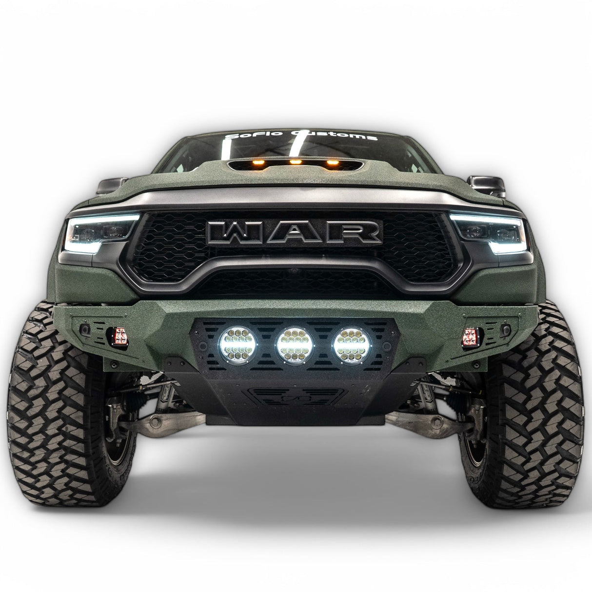 RAM TRX Baja Front Bumper w/ 3 Center Lights & Skid Plate 2021-2024