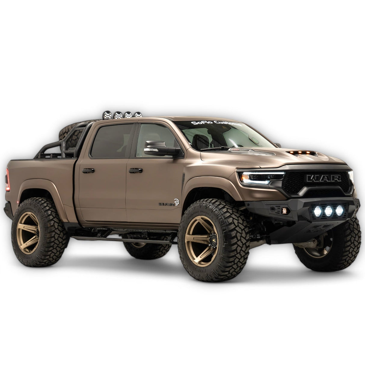 RAM TRX Baja Front Bumper w/ 3 Center Lights & Skid Plate 2021-2024