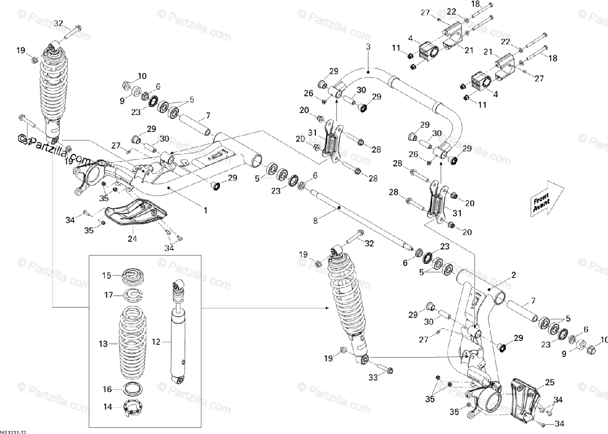 Emplacements des pièces du kit de bagues 4, 29, 30