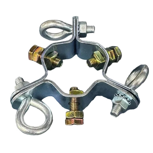 Antenna Down Guy Wire Clamp, 3-Way Guying, Fits Masts up to 2-1/4 inches, Heavy Duty TekShack
