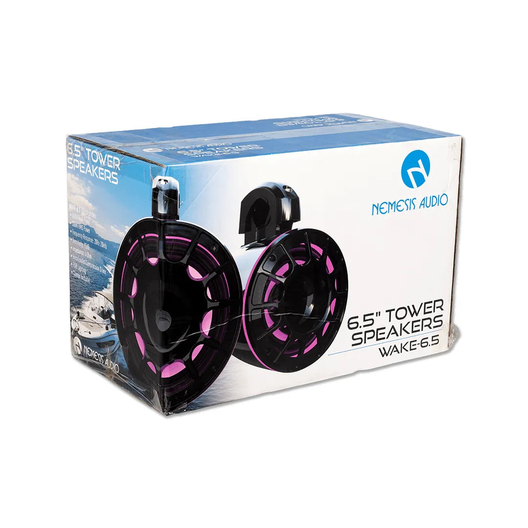 Nemesis Audio WAKE-6.5 6.5" Marine Tower Speakers 300W w/ RGB Lighting & Horn Loaded Drivers Nemesis Audio