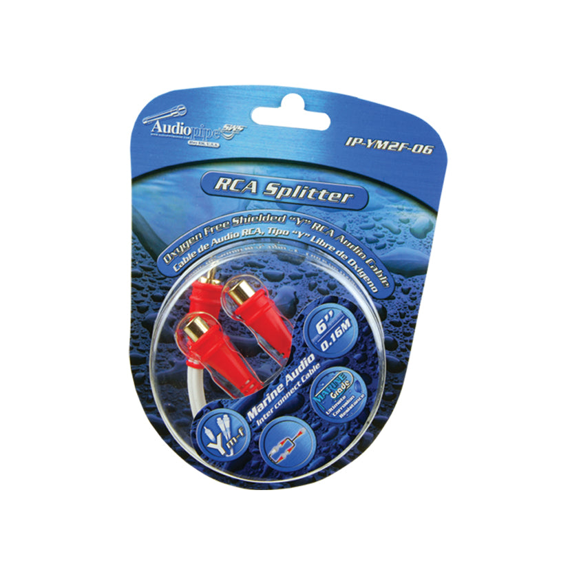 IP-YM-2F-06 Oxygen Free 6” (0.16 m) Shielded Marine Grade “Y” RCA Audio Cable Audiopipe