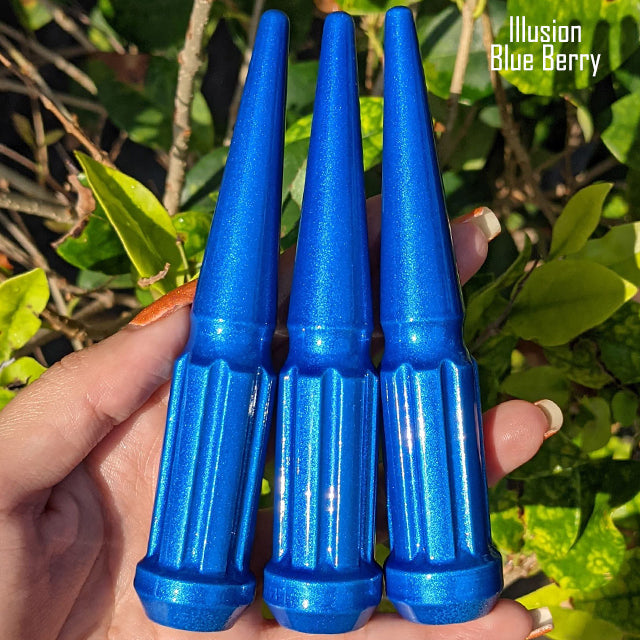 32 Pc 14x1.5 7-Spline Spike Lug Nuts 4.5" Tall - Powder Coated + Key Socket