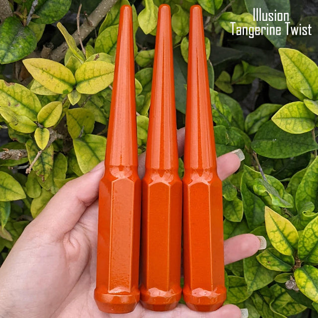 24 Pc 14x1.5 Spike Lug Nuts 6" Tall - Powder Coated - Various Colors