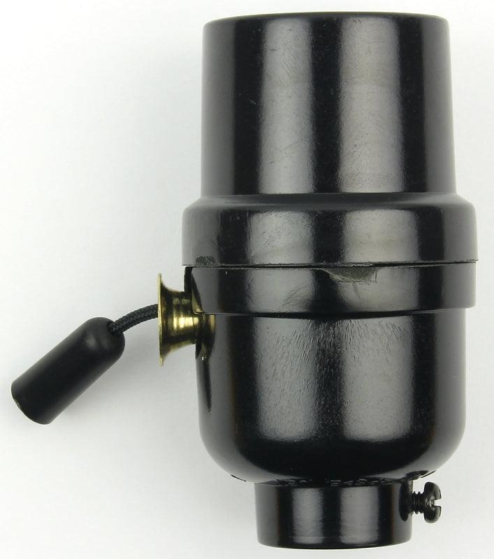 Jandorf Pull Chain Lamp Socket, 3-Way, 250 V, 250 W, Phenolic Housing Material, Black #60532 Jandorf