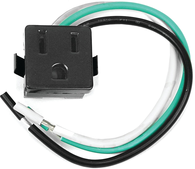 Jandorf Single Receptacle, 3 -Pole, 125 V, 15 A, Black #61016 Jandorf