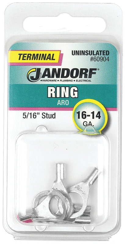 Jandorf Ring Terminal, 16 to 14 AWG Wire, 5/16 in Stud, Copper Contact #60904 Jandorf