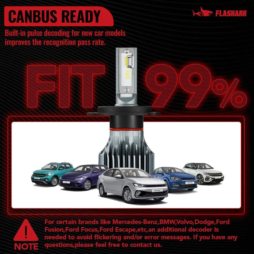 H4/9003/HB2 LED Headlight Bulbs 120W 6500K 22000LM White Dual-function 2Pcs Flashark