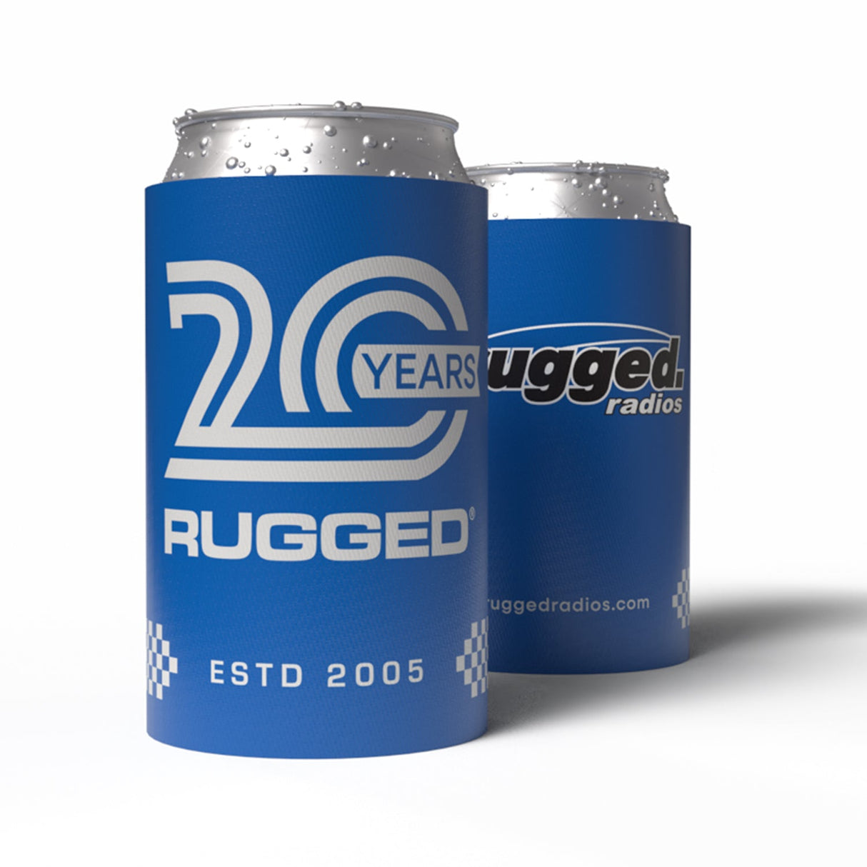 Rugged 20-Year Anniversary Koozie - Blue