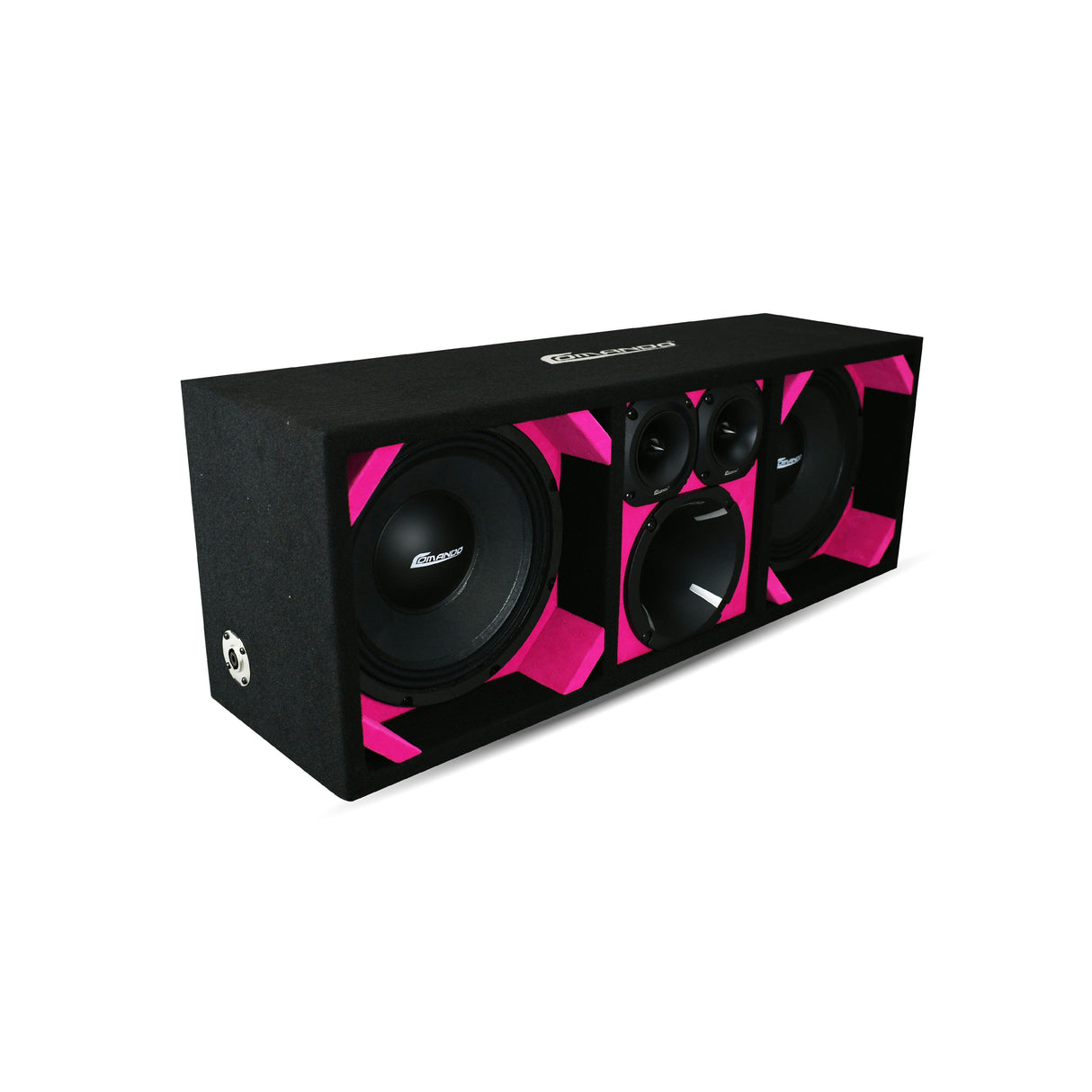 KTPON-210PINK / DUAL 10" PINK/BLACK LOADED PORTED BOX (With Tweeters + Driver) Comando Audio Inc.