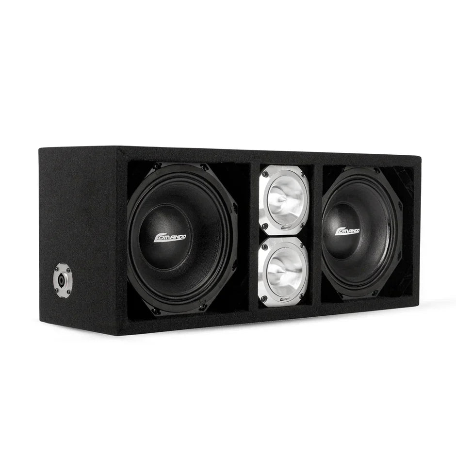 KTPONV2-208BLACK / DUAL 8" BLACK LOADED PORTED BOX + 2 TWEETER COMANDO
