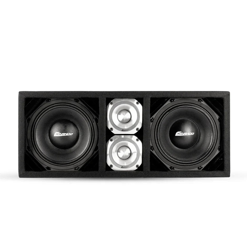 KTPONV2-208BLACK / DUAL 8" BLACK LOADED PORTED BOX + 2 TWEETER COMANDO