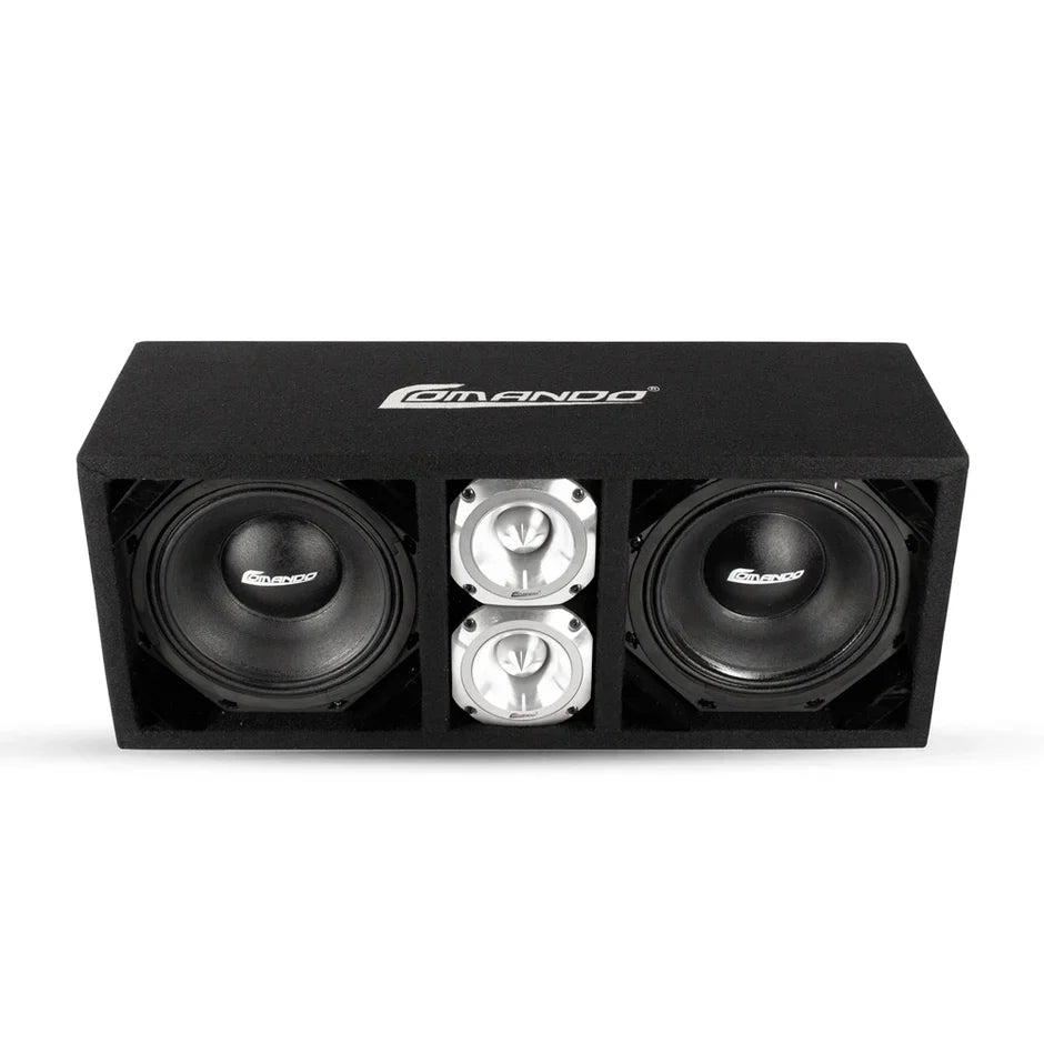 KTPONV2-208BLACK / DUAL 8" BLACK LOADED PORTED BOX + 2 TWEETER COMANDO