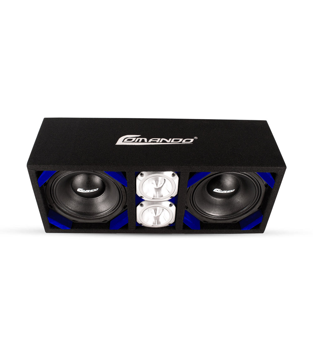 KTPONV2-208BLUE / DUAL 8" BLUE LOADED PORTED BOX + 2 TWEETER Comando Audio Inc.