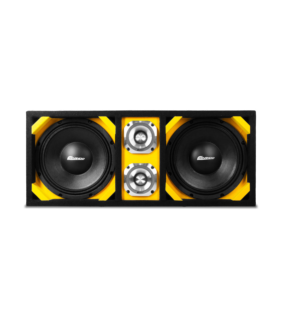 KTPONV2-210YELLOW / DUAL 10" YELLOW LOADED PORTED BOX + 2 TWEETER Comando Audio Inc.