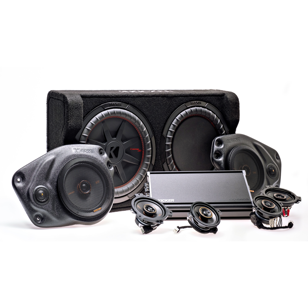 Kicker Plug & Play Full System 5-Channel, 8-Speakers KS, Sub Bundle | '18- '23 JL Wrangler