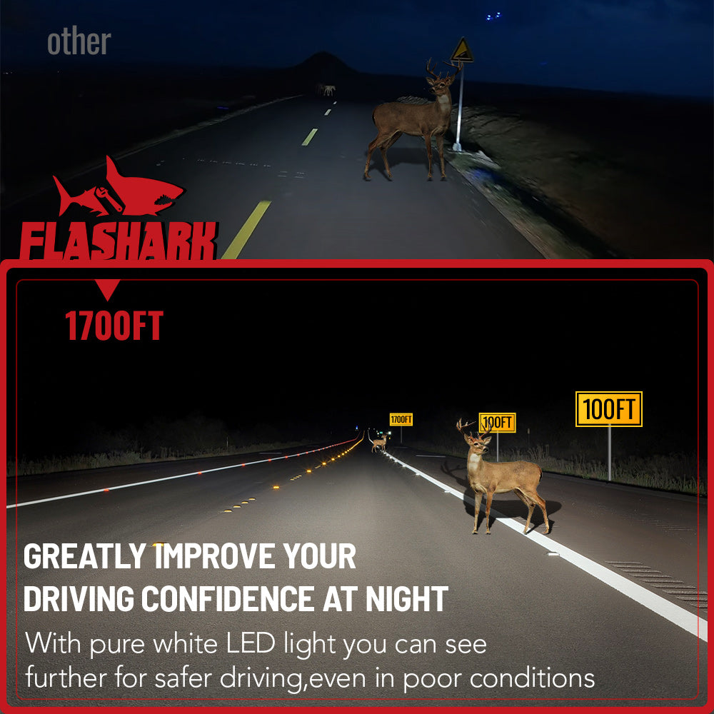 9007/HB5 LED Headlight Bulbs 100W 6500K 14000LM White 2Pcs Dual-function Flashark