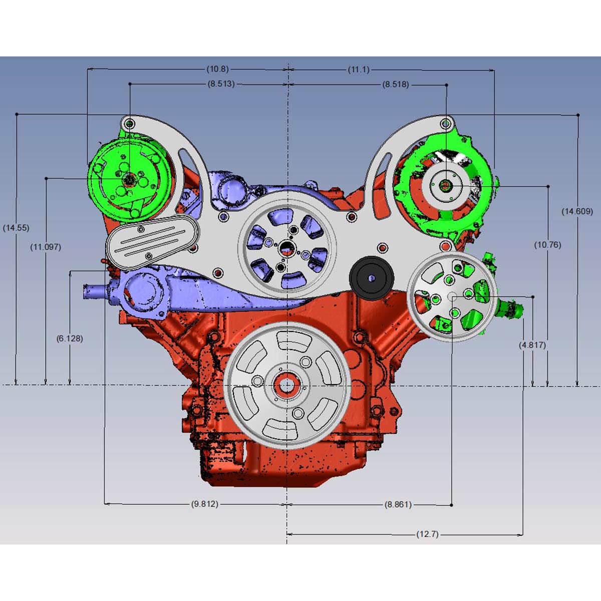 GM LS Compatible Front Accessory Drive - Full Serpentine with Alternator | Power Steering | Water Pump | Brackets and Bolts