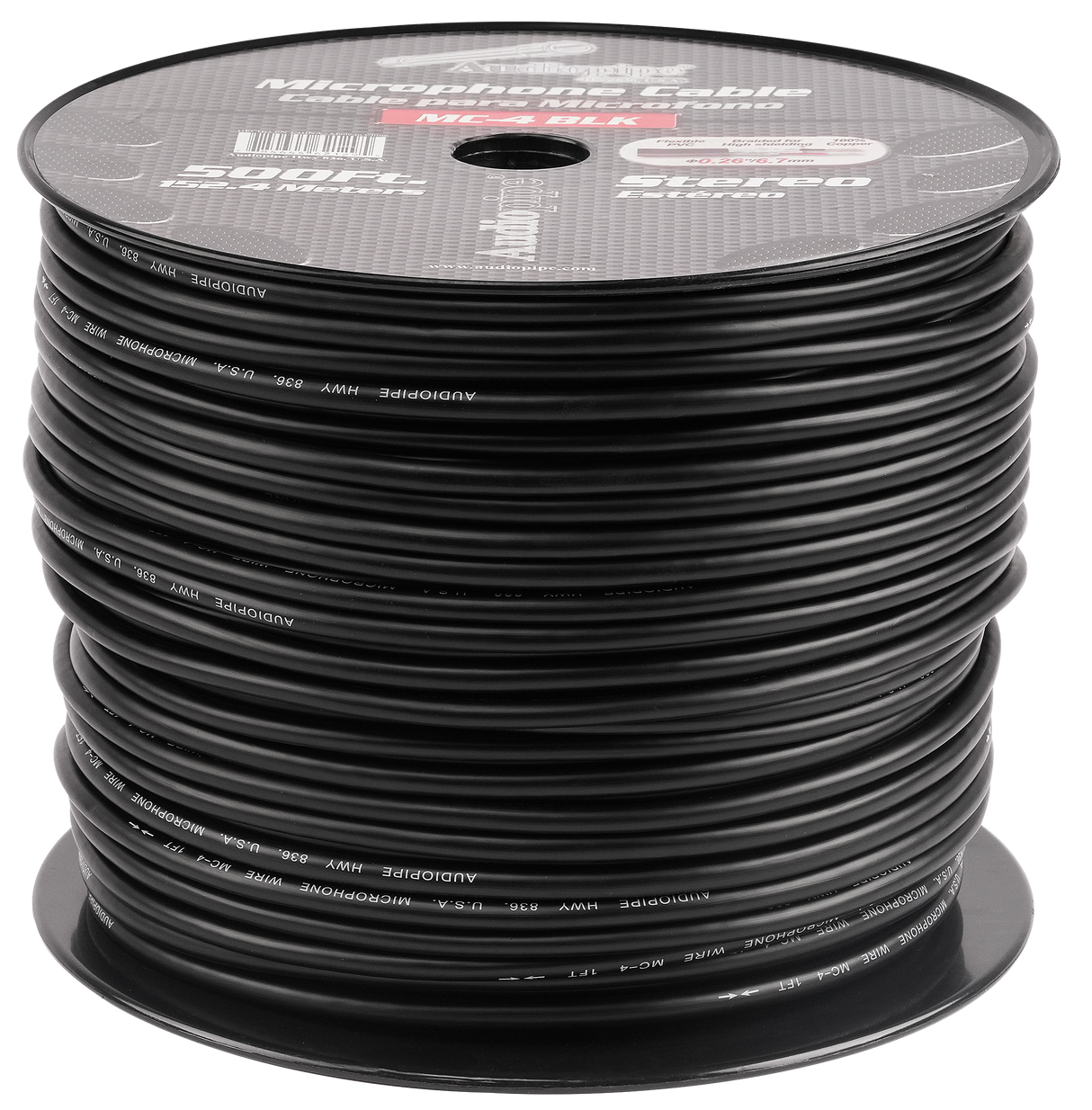 500 Ft Microphone Cable (MC-4 BLK) Audiopipe