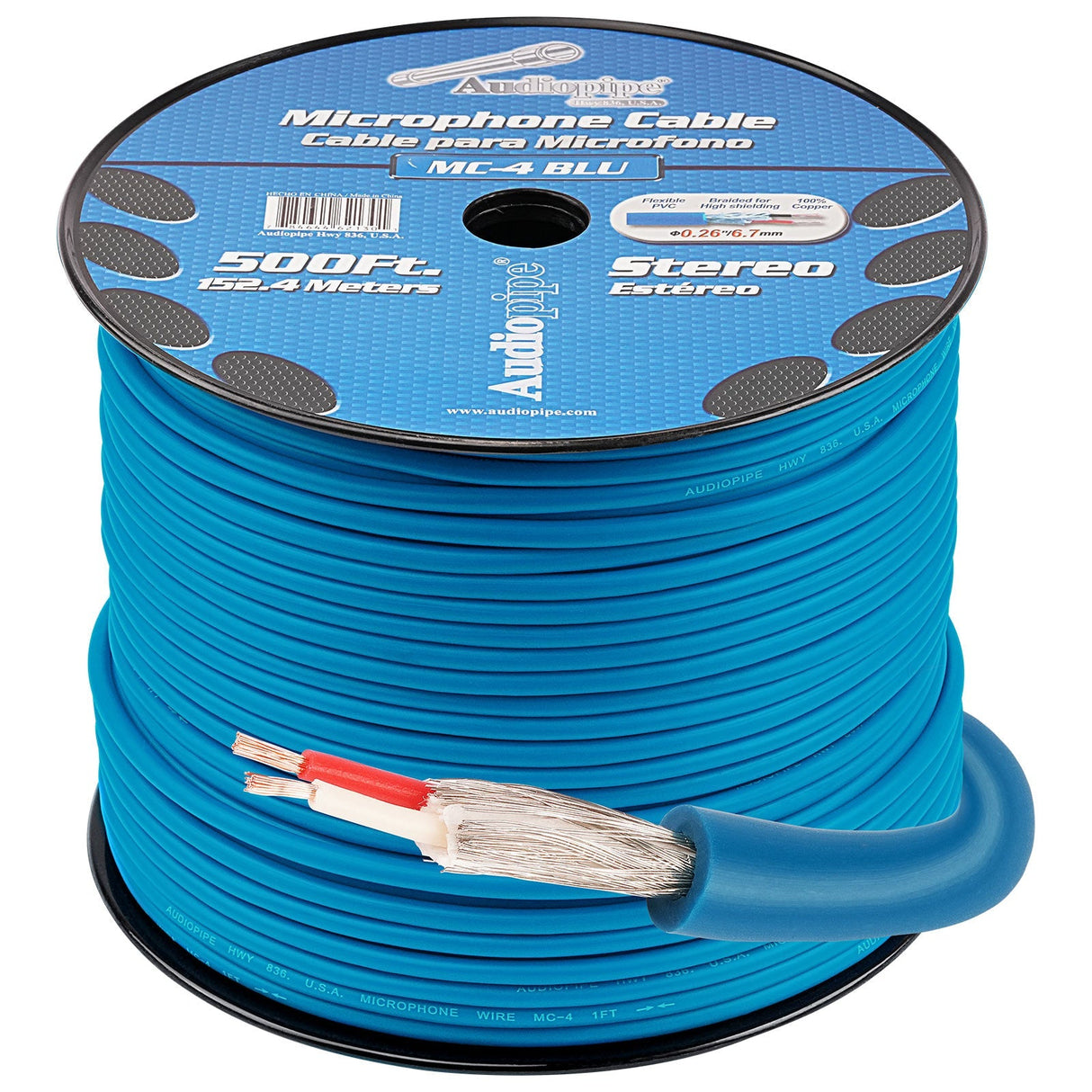 500 Ft Microphone Cable (MC-4 BLU) Audiopipe