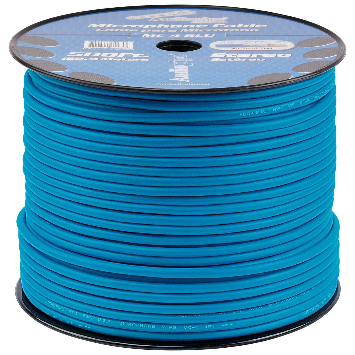 500 Ft Microphone Cable (MC-4 BLU) Audiopipe