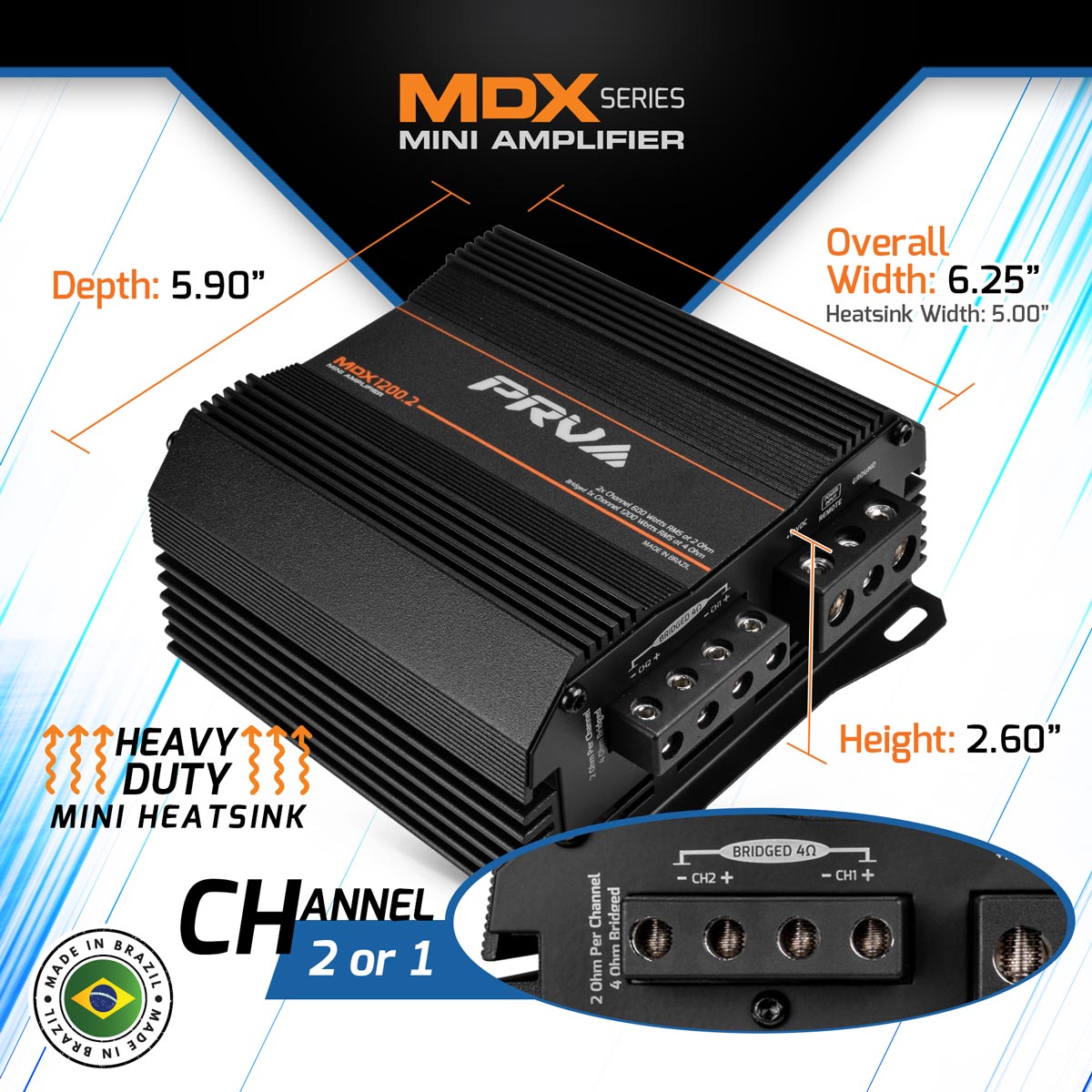 PRV MDX1200.2 2 Ohm Amplifier PRV Audio