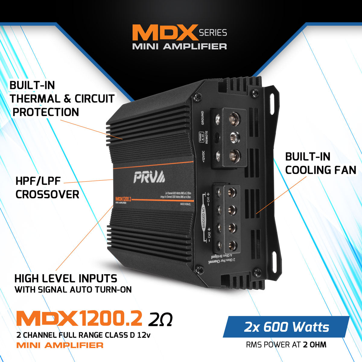 PRV MDX1200.2 2 Ohm Amplifier PRV Audio