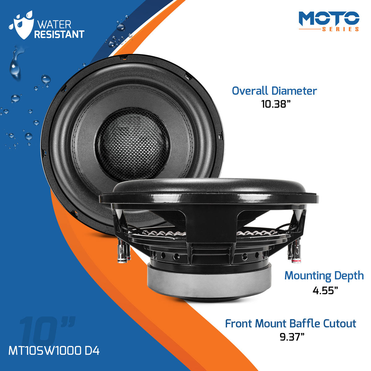 PRV Audio MT10SW1000 D4 10" Shallow Motorcycle Subwoofer