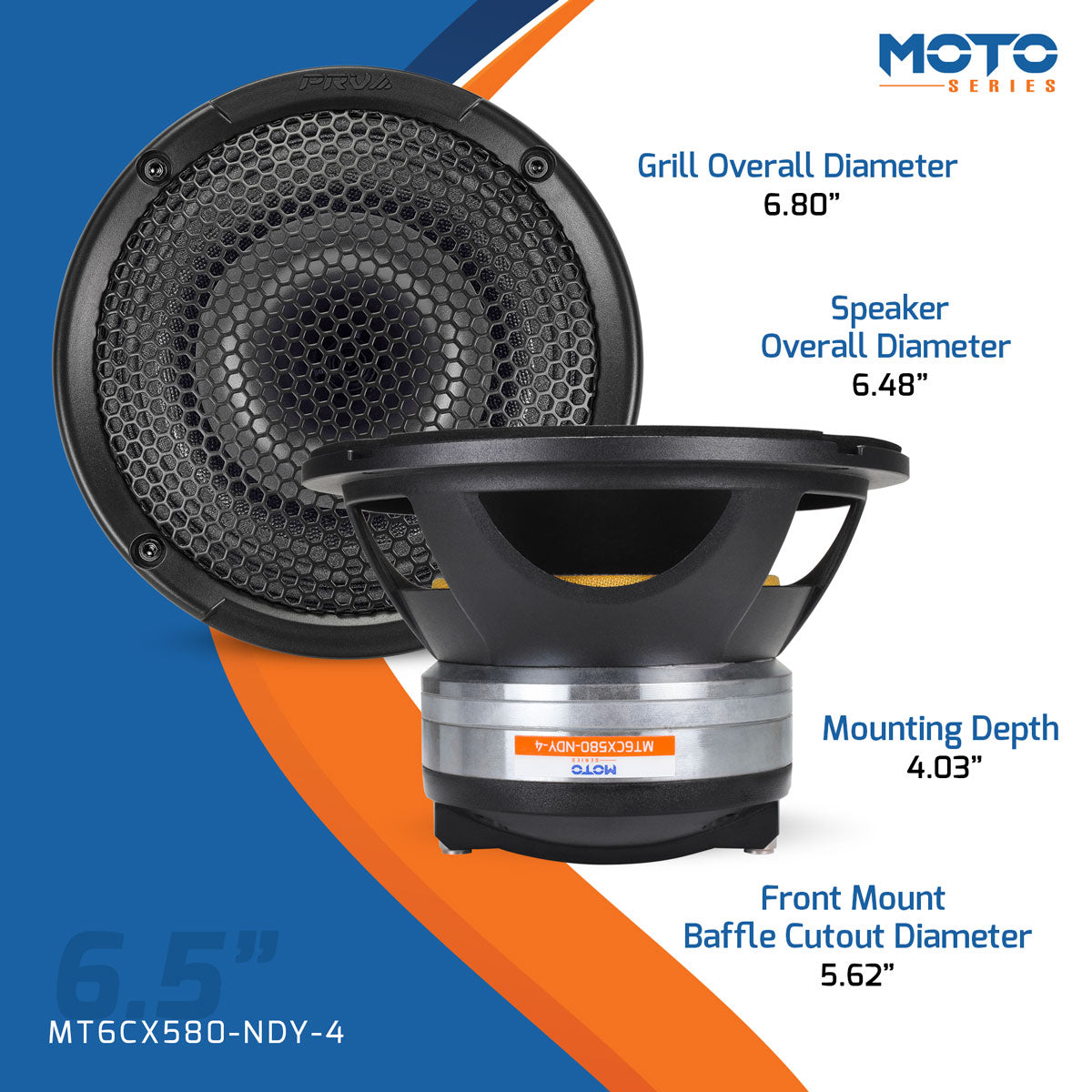 PRV MT6CX580-NDY-4 Coaxial PRV Audio