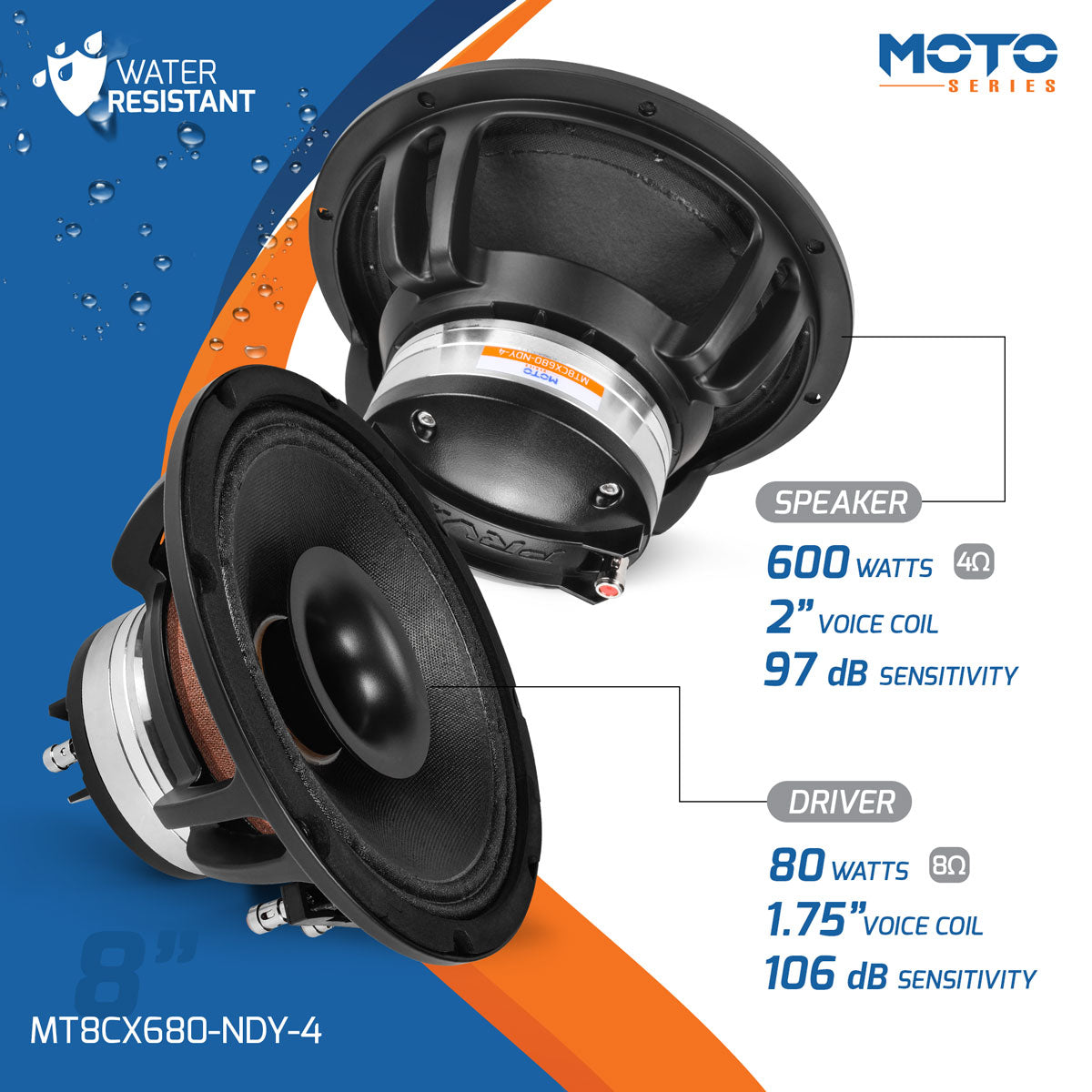 PRV Audio MT8CX680-NDY-4 8-inch Neodymium Coaxial Loudspeaker