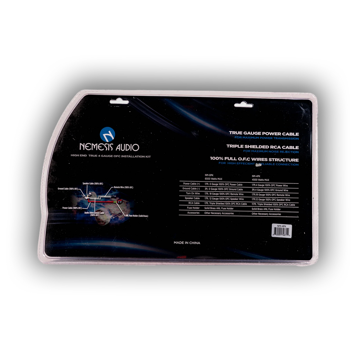 Nemesis Audio NM-4PK 100% OFC 4G Amp Kit Nemesis Audio