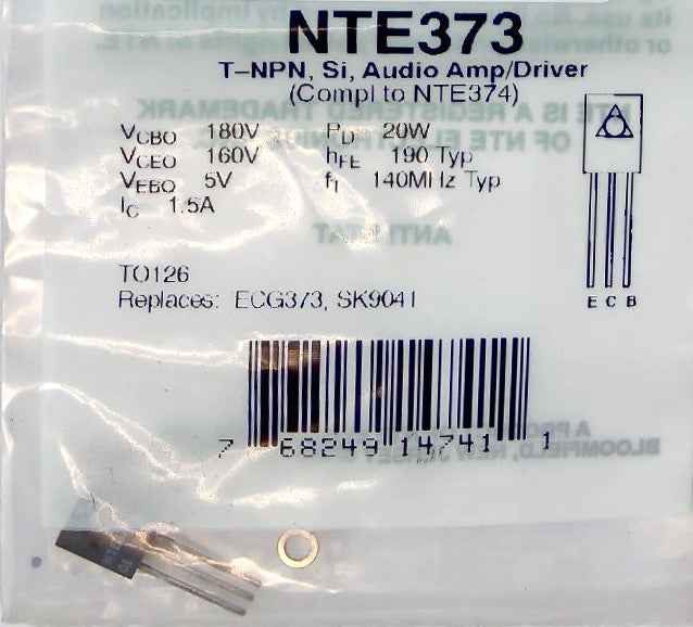 NTE373 T-NPN, Si, Audio Amp/Driver NTE