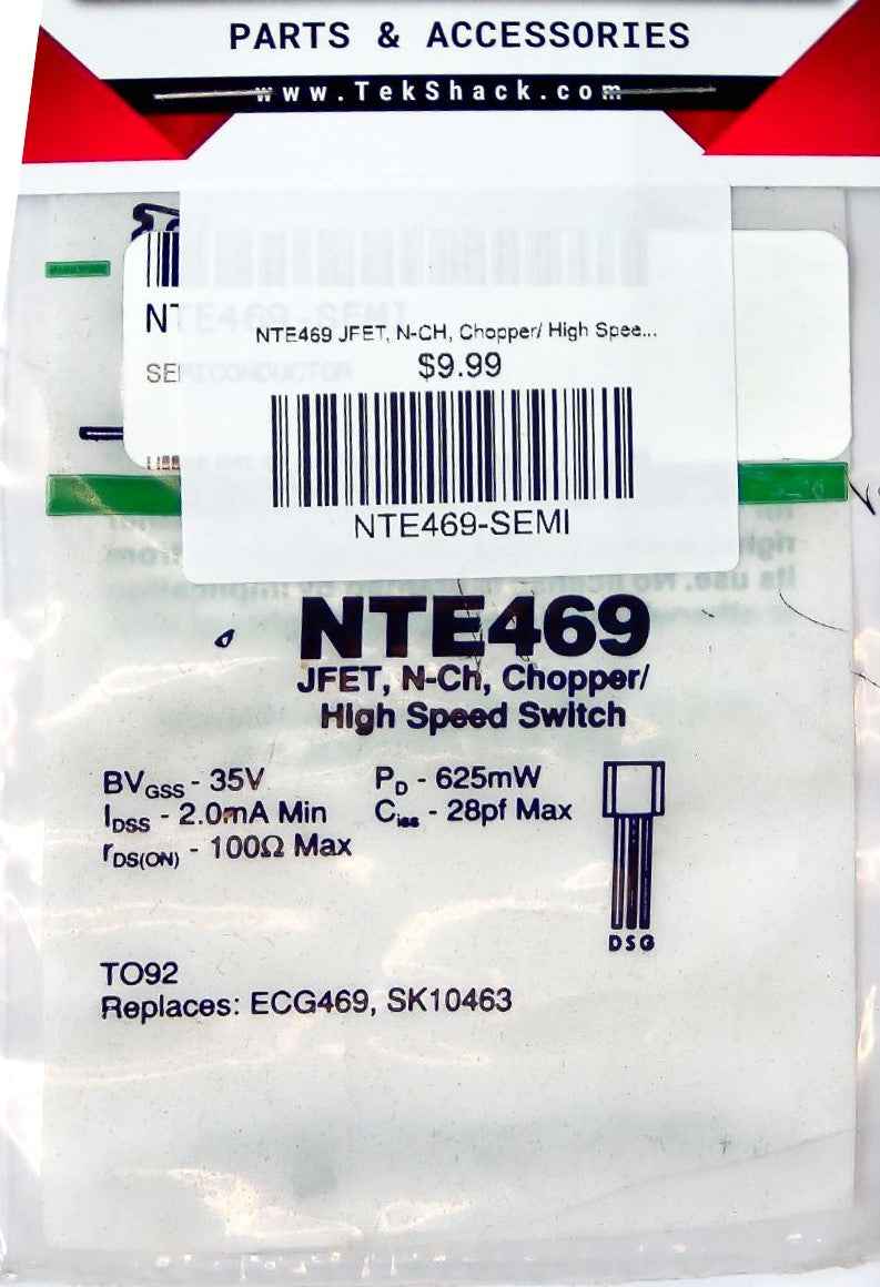 NTE469 JFET, N-CH, Chopper/ High Speed Switch NTE
